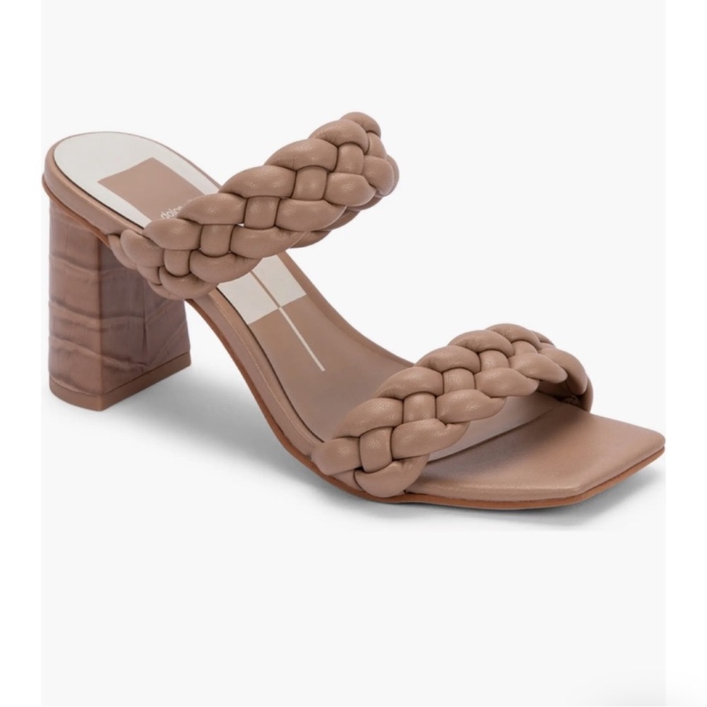 🟡5/$25 DEAL! Paily Braided Sandal Cafe Color Block Heel
